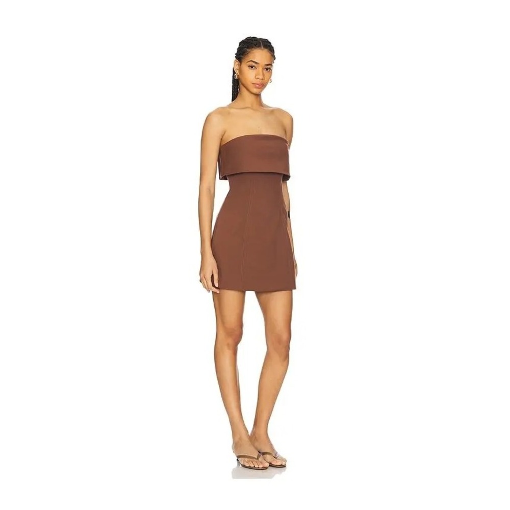 Misha Jemma Sateen Mini Dress Espresso REVOLVE Quiet Luxury Minimalist Medium